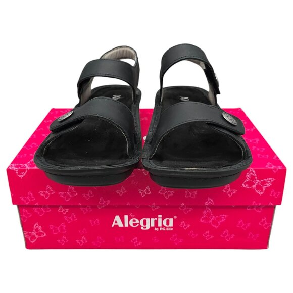 Alegria by PG Lite Sandals Womens 10.5 Wide Vienna Ankle Strap Black Leather - Picture 8 of 15